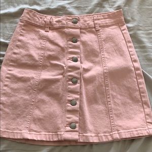 button down pink denim skirt